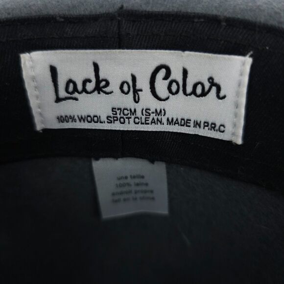 A LACK OF COLOR Rocco Wool Fedora Western Cowgirl Boho Hat Gray Tan Leather 57cm - Picture 2 of 11